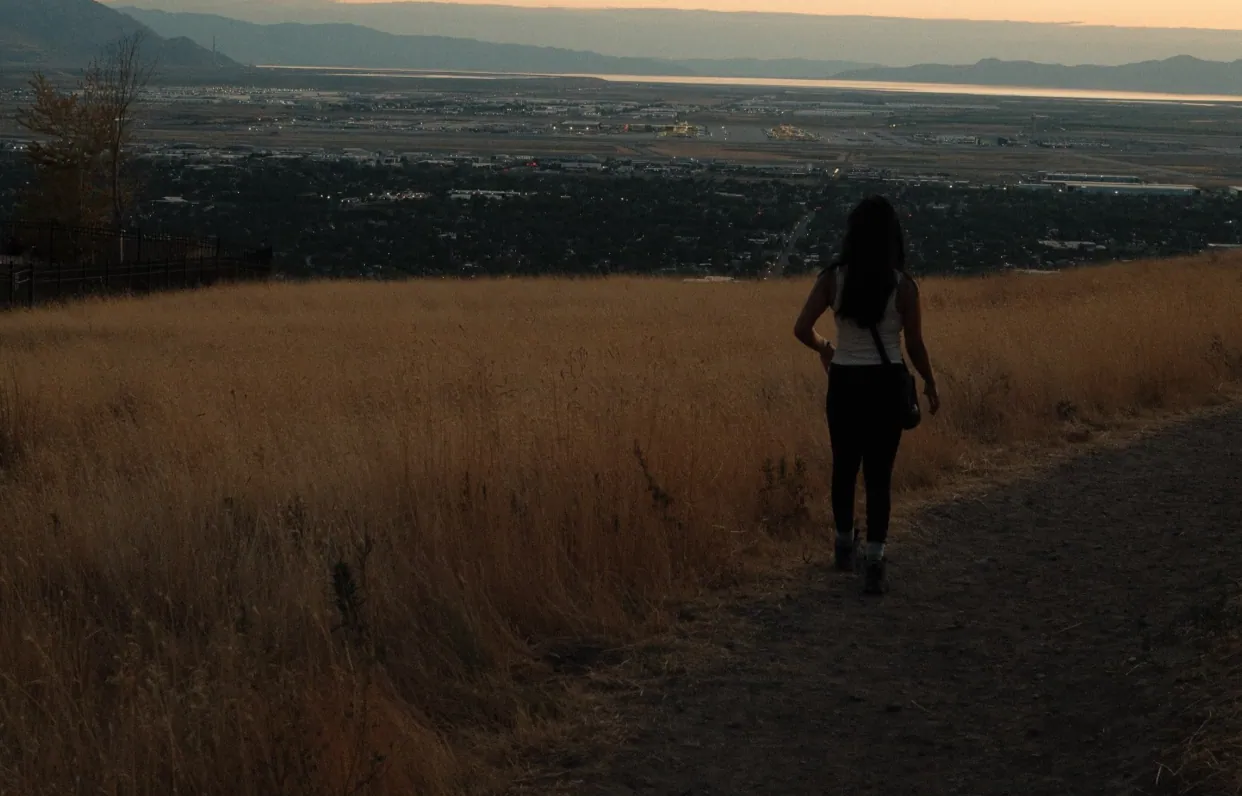 Caught in the quiet glow of dusk as the valley lights began to sparkle below.