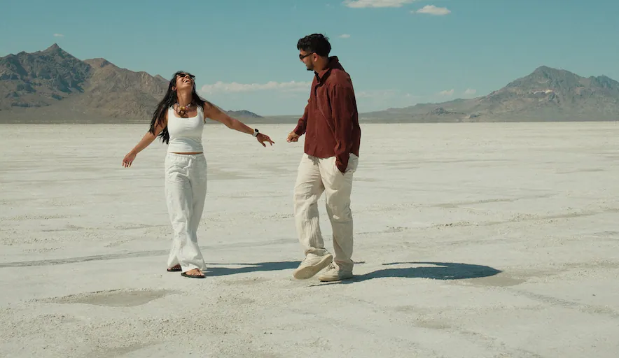 A carefree afternoon spent wandering across the endless white expanse together.